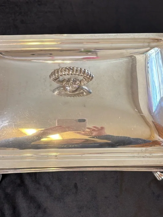 Vintage Silver-Plated Covered Chafing Dish/ Casserole Server - Picture 2 of 15